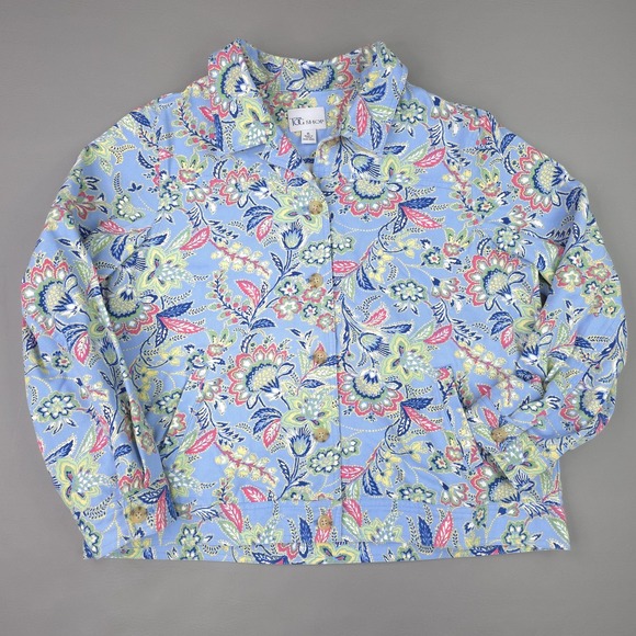 The Tog Shop Jackets & Blazers - The Tog Shop Jacket Womens XL Blue Floral Print Cotton Button Front Preppy